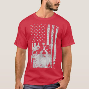 Camiseta Bandeira Americana Com Gatinho, Gato Patriótico