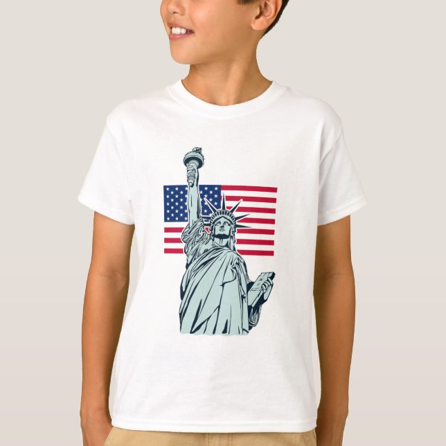 Camiseta Bandeira Americana com Lady Liberty (Frente)