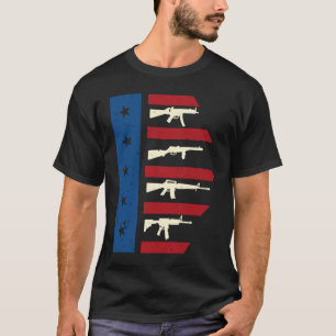 Camiseta Bandeira Americana Com Metralhadora I EUA