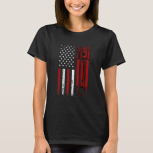 Camiseta Bandeira Americana Com Motor De Carro Desi Gráfico