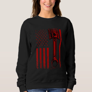 Camiseta Bandeira Americana Com Motor De Carro - Gráfico No