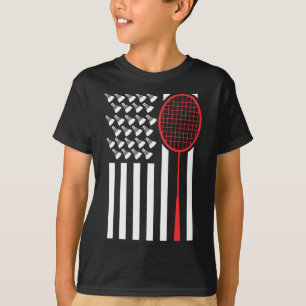 Camiseta Bandeira Americana Com Shuttles Engraçado Badminto
