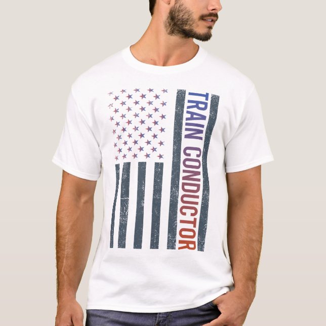 Camiseta Bandeira Americana - Condutor de Trem (Frente)