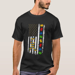 Camiseta Bandeira Americana Consciencialização do Autismo M
