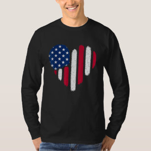 Camiseta Bandeira Americana Coração 4 de Julho Patriótico B