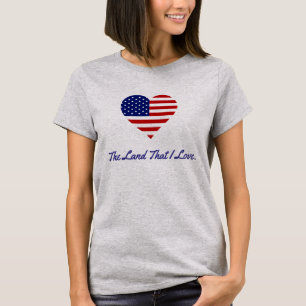 Camiseta Bandeira Americana Coração América A Terra Que Eu