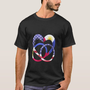 Camiseta Bandeira Americana Coração Anéis de Noivado Filipi