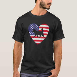 Camiseta Bandeira Americana Coração Cachorro Husky Siberian