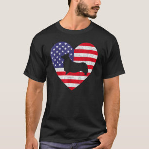 Camiseta Bandeira Americana Coração Corgi Galês 4 De Julho