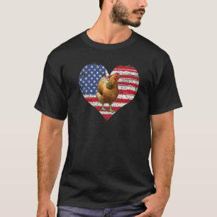 Camiseta Bandeira Americana Coração de Frango 4 de Julho Ba