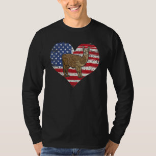 Camiseta Bandeira Americana Coração De Lhama 4 De Julho Ban