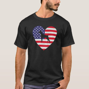 Camiseta Bandeira Americana Coração Dobermann Cachorro 4 De