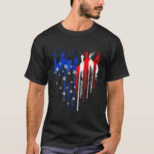 Camiseta Bandeira Americana Coração Pingando Homens Pescand