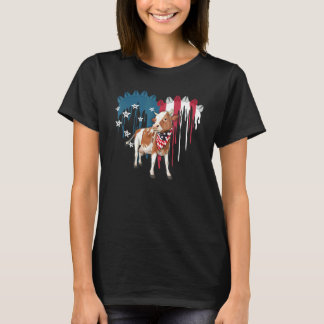 Camiseta Bandeira Americana Coração Vaca Fofa