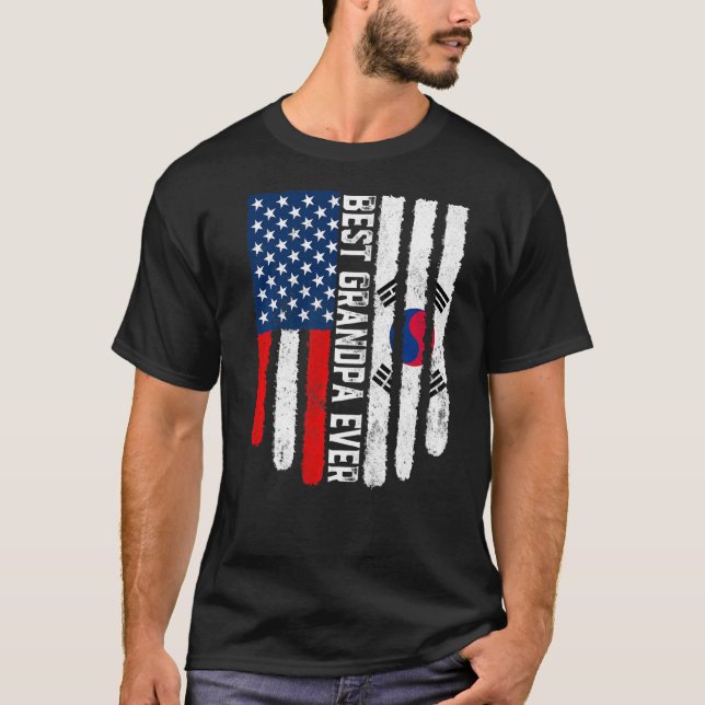 Camiseta Bandeira Americana Coreia do Sul Melhor Avô Ever F (Frente)