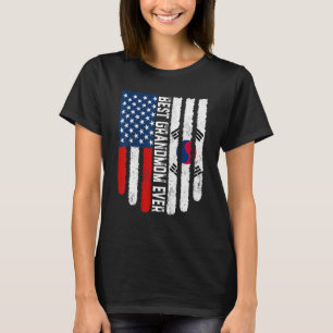 Camiseta Bandeira Americana Coreia do Sul Melhor Avó Nunca