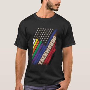 Camiseta Bandeira Americana Cores Negras Taekwondo Mi