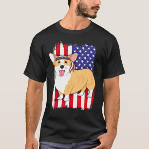 Camiseta Bandeira Americana Corgi 4 De Julho Mulheres Crian