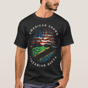 Camiseta Bandeira Americana Cresceu na Tanzânia Raízes na T