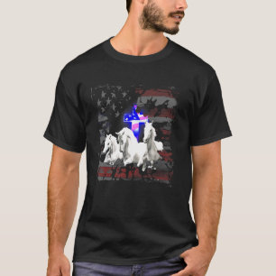 Camiseta Bandeira Americana Cristã Cavalo Bandeira Dos EUA