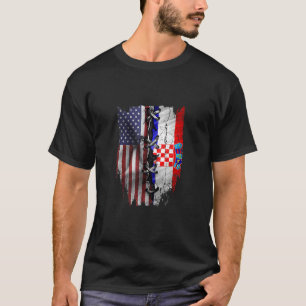 Camiseta Bandeira Americana Croata Crescida Roots USA Croác