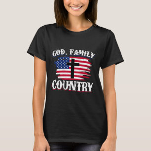 Camiseta Bandeira Americana Cruz Cristã Família Deus País P