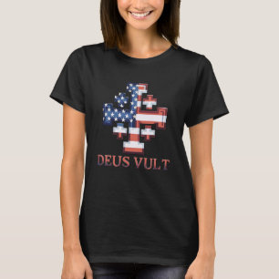 Camiseta Bandeira Americana Cruz de Cruzado Cavaleiro Templ