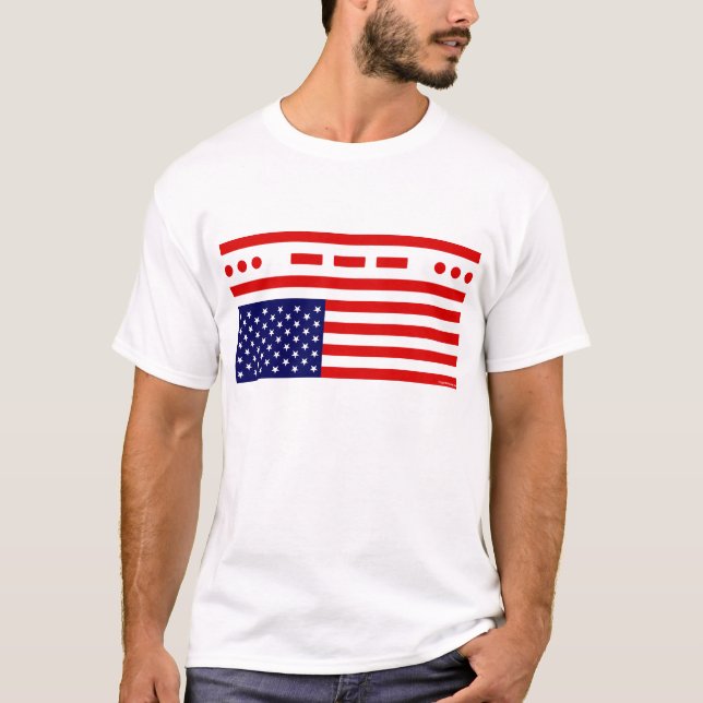 Camiseta Bandeira americana da aflição do SOS (Frente)