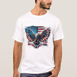 Camiseta Bandeira Americana da Águia Voadora 4 de Julho Ind