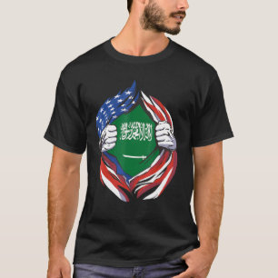 Camiseta Bandeira Americana Da Arábia Saudita Orgulhosa Do