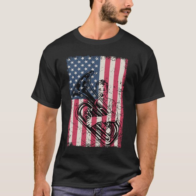 Camiseta Bandeira americana da banda patriótica do jogador (Frente)