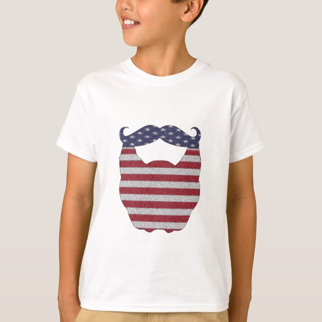 Camiseta Bandeira americana da barba e do bigode (Frente)