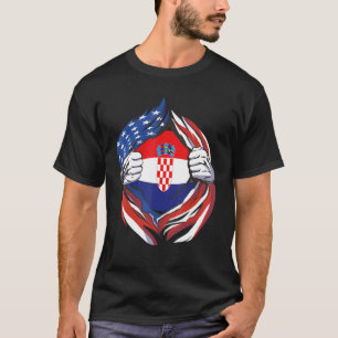 Camiseta Bandeira Americana Da Croácia Orgulhosa Do Meu Her