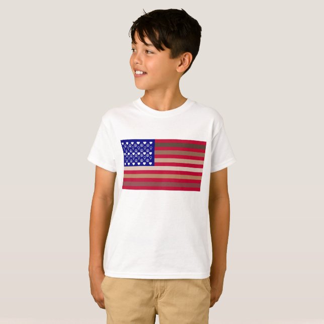 Camiseta Bandeira americana da diversidade (miúdos) (Frente Completa)