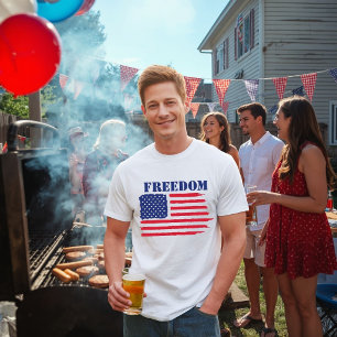 Camiseta Bandeira americana da liberdade com aviões de caça