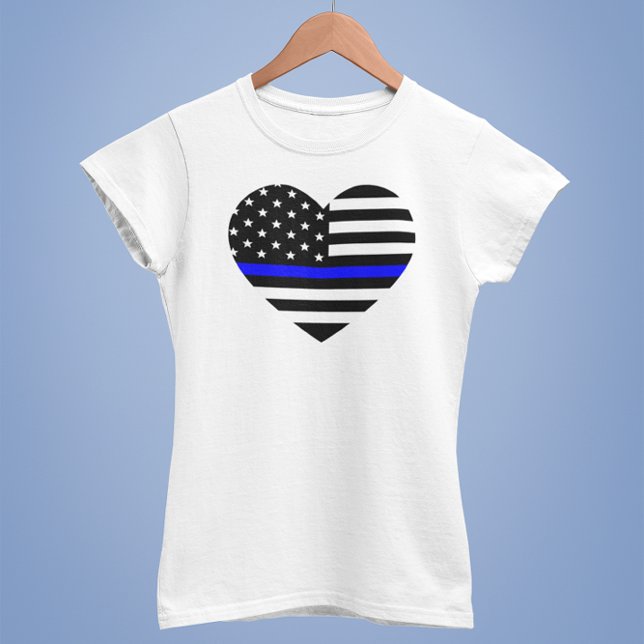 Camiseta Bandeira Americana da Linha Azul Thin - Camisa-T f (Criador carregado)