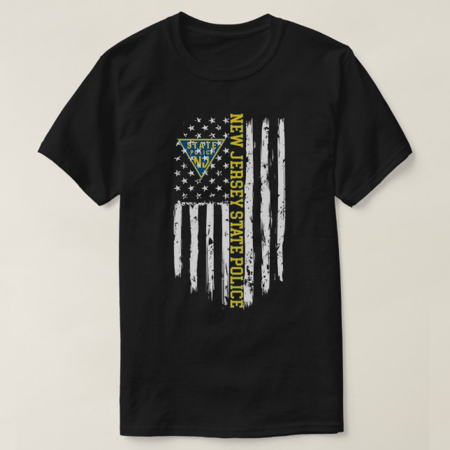 Camiseta Bandeira Americana da Polícia Estadual de Nova Jer (Frente do Design)