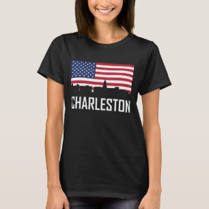 Camiseta Bandeira americana da skyline de Charleston South