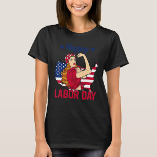 Camiseta Bandeira Americana da União Feliz Dia do Trabalhad