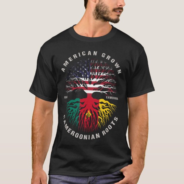 Camiseta Bandeira Americana das Raízes Camarões (Frente)