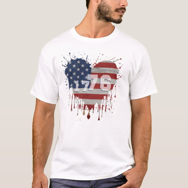 Camiseta Bandeira Americana de 1776 (Frente)