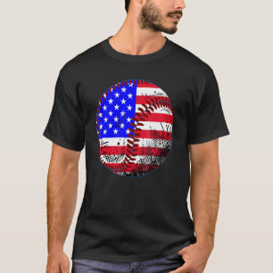 Camiseta Bandeira Americana de Beisebol de 4 de Julho Patri