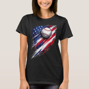 Camiseta Bandeira americana de beisebol meninos meninas hom