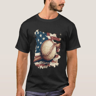 Camiseta Bandeira Americana de Beisebol Para o Dia dos Pais