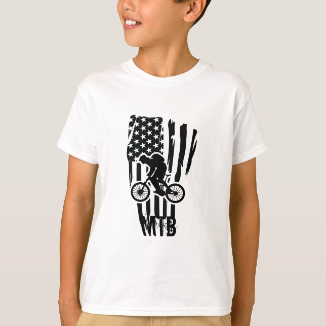 Camiseta Bandeira Americana De Bicicleta De Montanha Patrió (Frente)