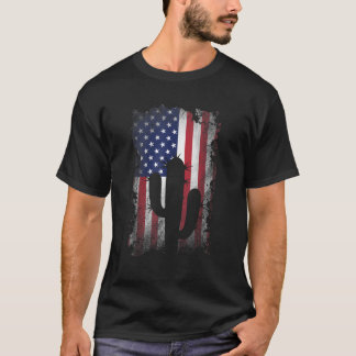 Camiseta Bandeira Americana de Cacto Distressed Vintage EUA