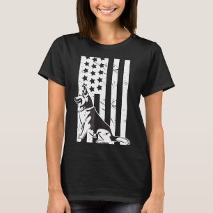 Camiseta Bandeira Americana de Cães German shepherd Orgulho