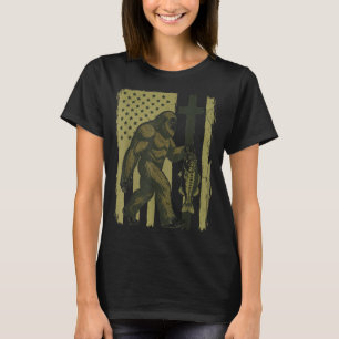 Camiseta Bandeira Americana de Camuflagem de Pesca do Pé Gr