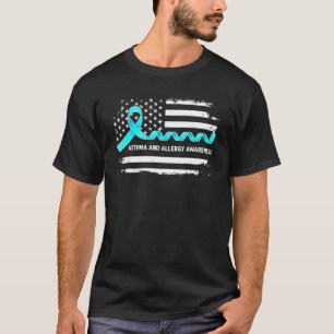 Camiseta Bandeira Americana de Consciencialização da Asma e