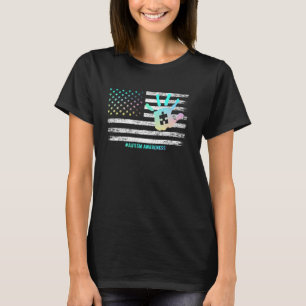 Camiseta Bandeira Americana de Consciencialização do Autism